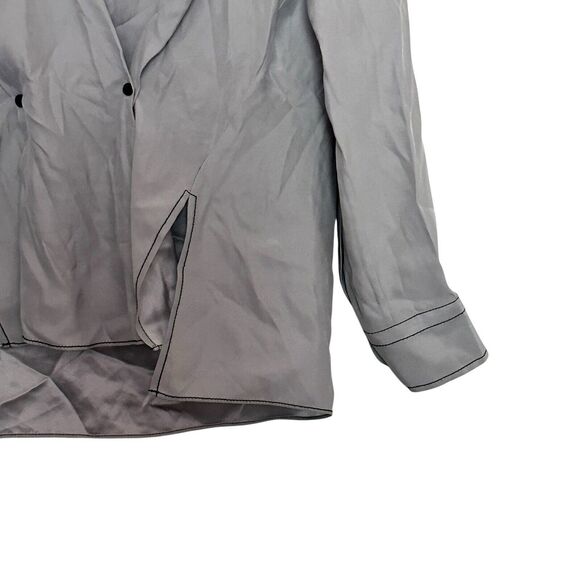 Rag & Bone Debbie XXS Silk Surplice long sleeves gray Minimalist blouse - Picture 7 of 12